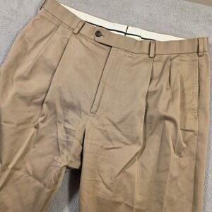 Brooks Brothers Chinos Mens 38x30 Tan Pleated (Fits 38x30) Dadcore Preppy Khakis